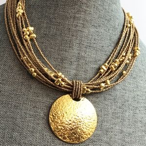 Joan Rivers Gold Tone Hammered Disc Torsade Necklace